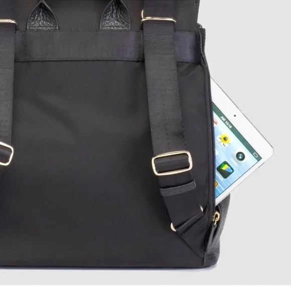 Storksak Black Pebble Leather Diaper Bag Backpack - Picture 6 of 9